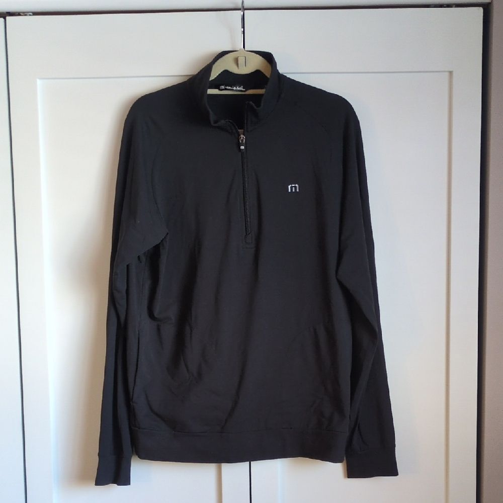 Travis Mathew Men's Size M 1/4 Zip Black Golf Pullover